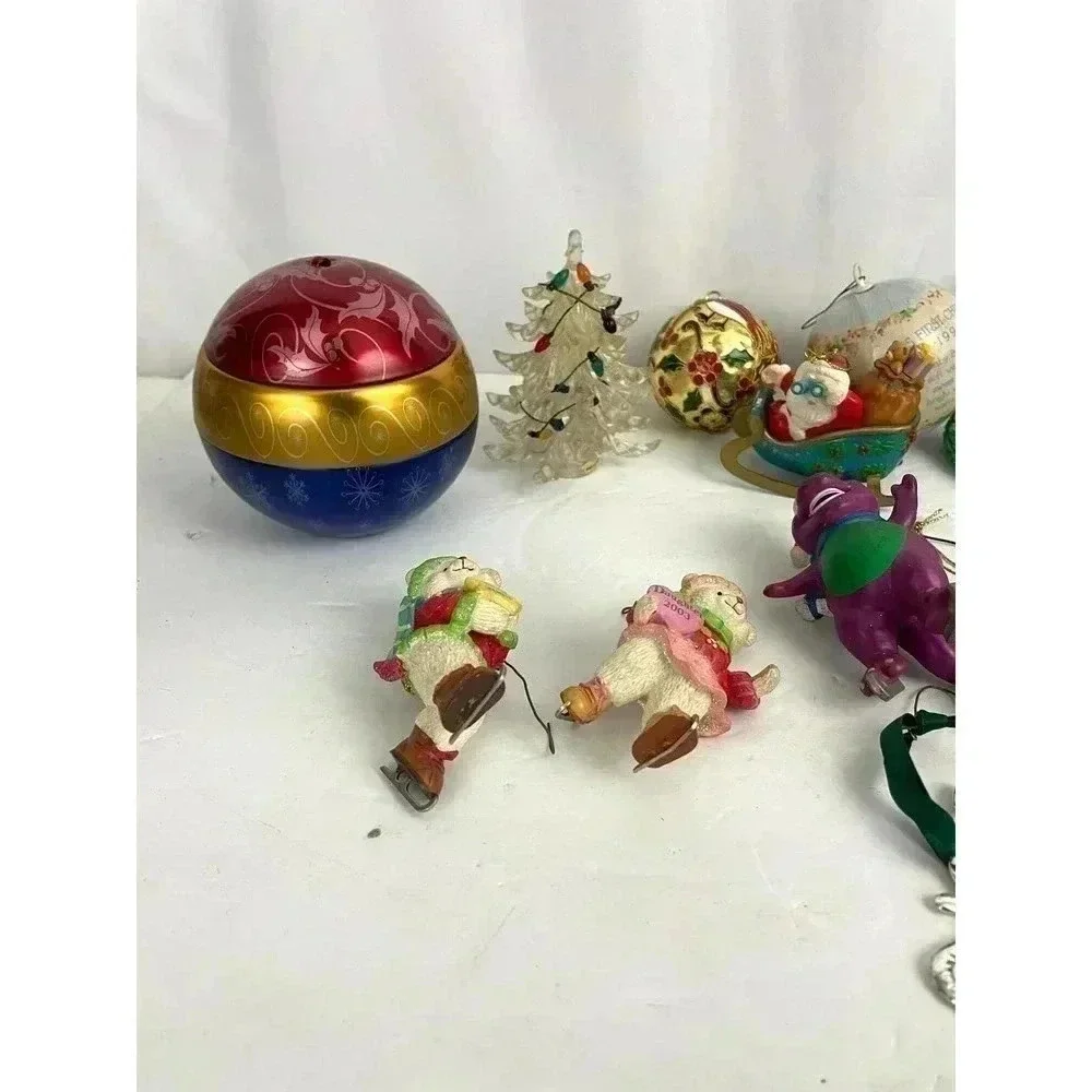 VTG‎ 21 PC Christmas Holiday Ornaments Barney Santa Dr Seuss Tree 1990s